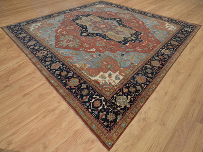 Heriz Heriz hand-knotted wool rug in Red & Midnight Blue, 15'10" x 16'2" — SKU O091404 (view 3)