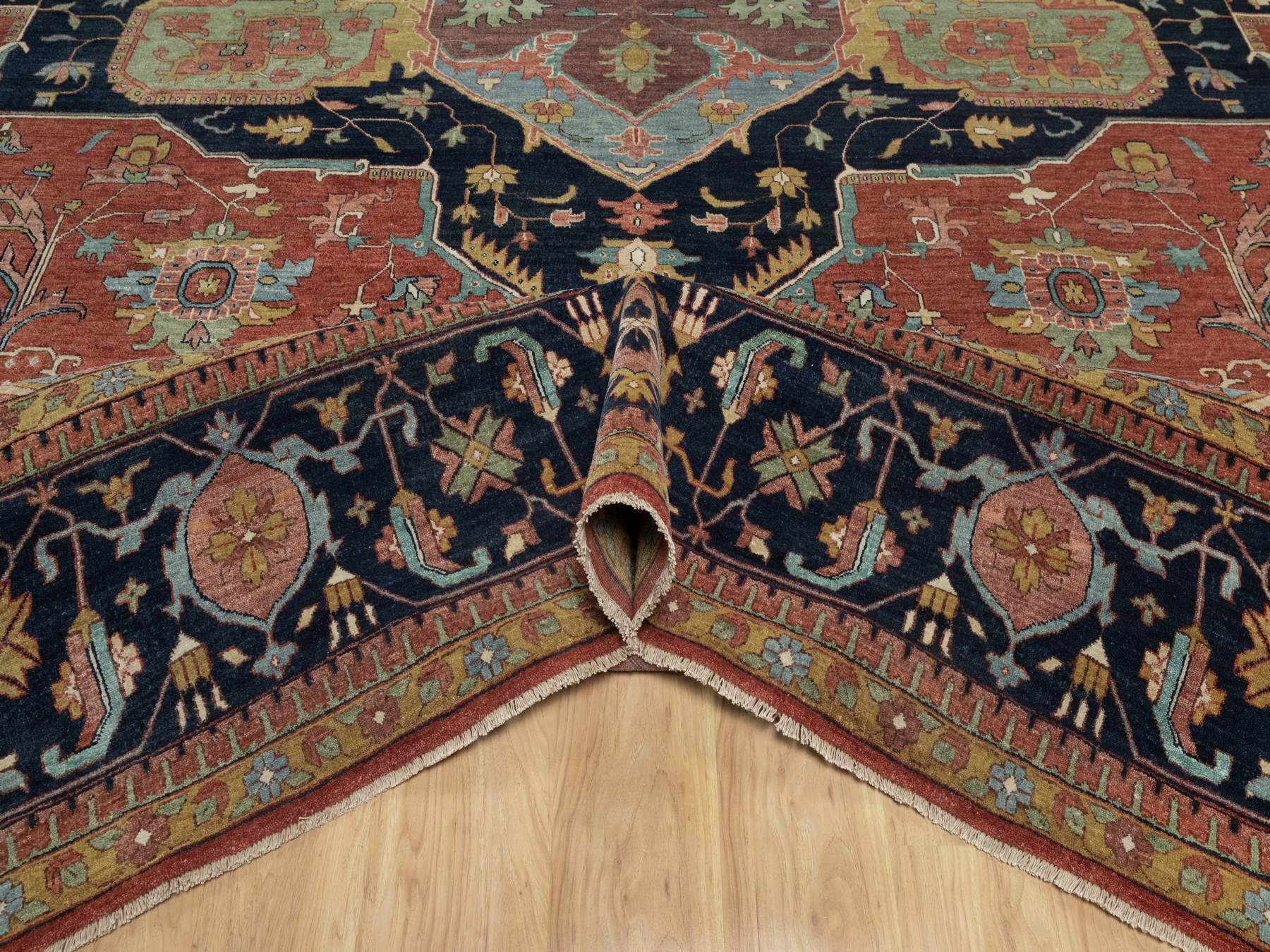 Heriz Heriz hand-knotted wool rug in Red & Midnight Blue, 15'10" x 16'2" — SKU O091404 (view 5)