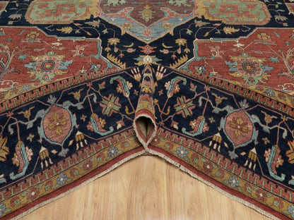 Heriz Heriz hand-knotted wool rug in Red & Midnight Blue, 15'10" x 16'2" — SKU O091404 (view 5)