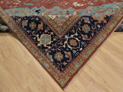 Heriz Heriz hand-knotted wool rug in Red & Midnight Blue, 15'10" x 16'2" — SKU O091404 (view 6)