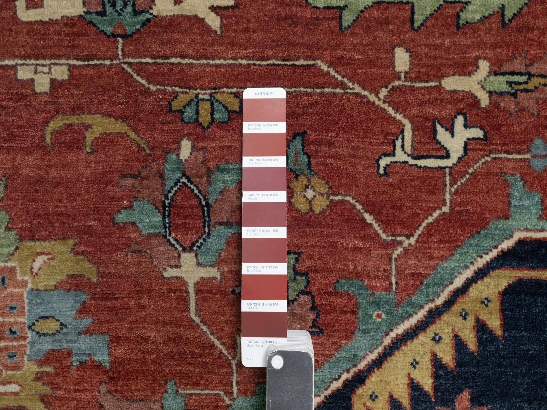 Heriz Heriz hand-knotted wool rug in Red & Midnight Blue, 15'10" x 16'2" — SKU O091404 (view 7)