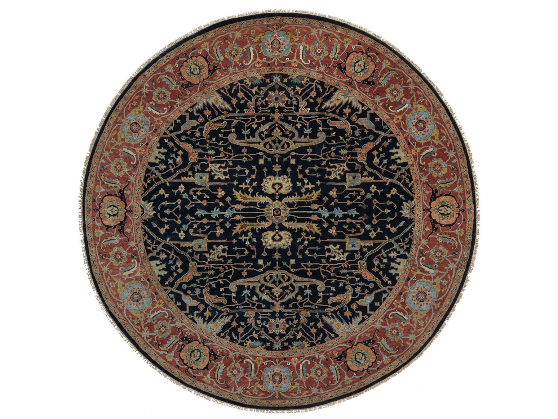 Heriz Heriz hand-knotted wool rug in Blue & Red, 10'1" x 10'1" — SKU O091406