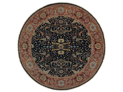 Blue 10'1" x 10'1" Heriz Hand knotted Wool Rug - Sku: O091406