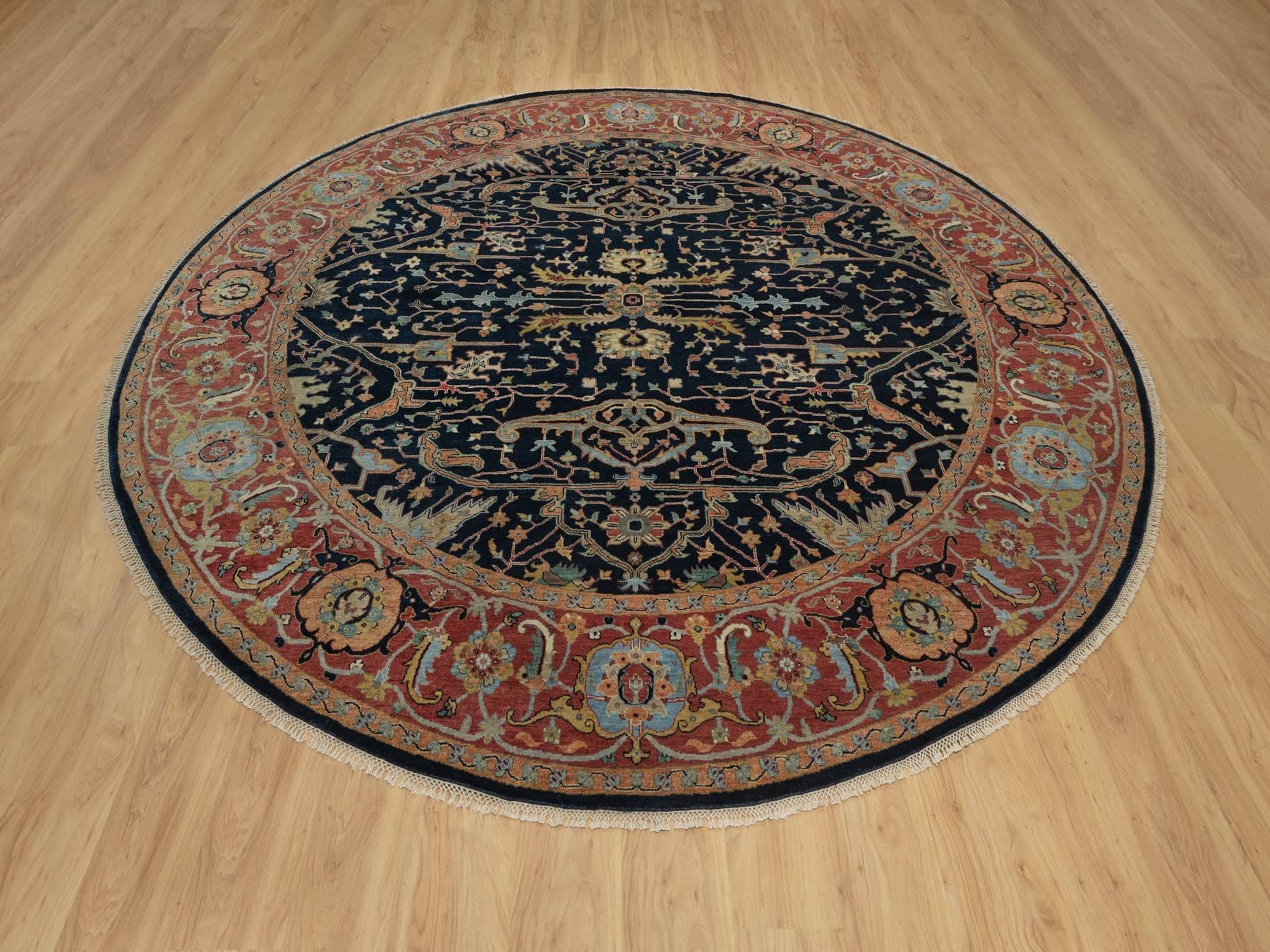 Heriz Heriz hand-knotted wool rug in Blue & Red, 10'1" x 10'1" — SKU O091406 (view 2)