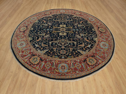 Blue 10'1" x 10'1" Heriz Hand knotted Wool Rug - Sku: O091406