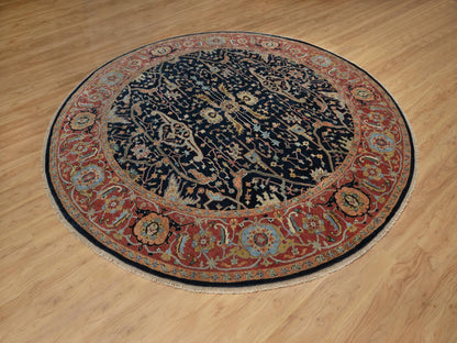 Blue 10'1" x 10'1" Heriz Hand knotted Wool Rug - Sku: O091406