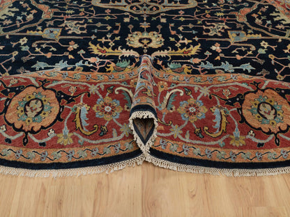 Blue 10'1" x 10'1" Heriz Hand knotted Wool Rug - Sku: O091406