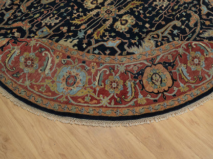 Heriz Heriz hand-knotted wool rug in Blue & Red, 10'1" x 10'1" — SKU O091406 (view 6)
