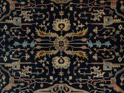 Blue 10'1" x 10'1" Heriz Hand knotted Wool Rug - Sku: O091406