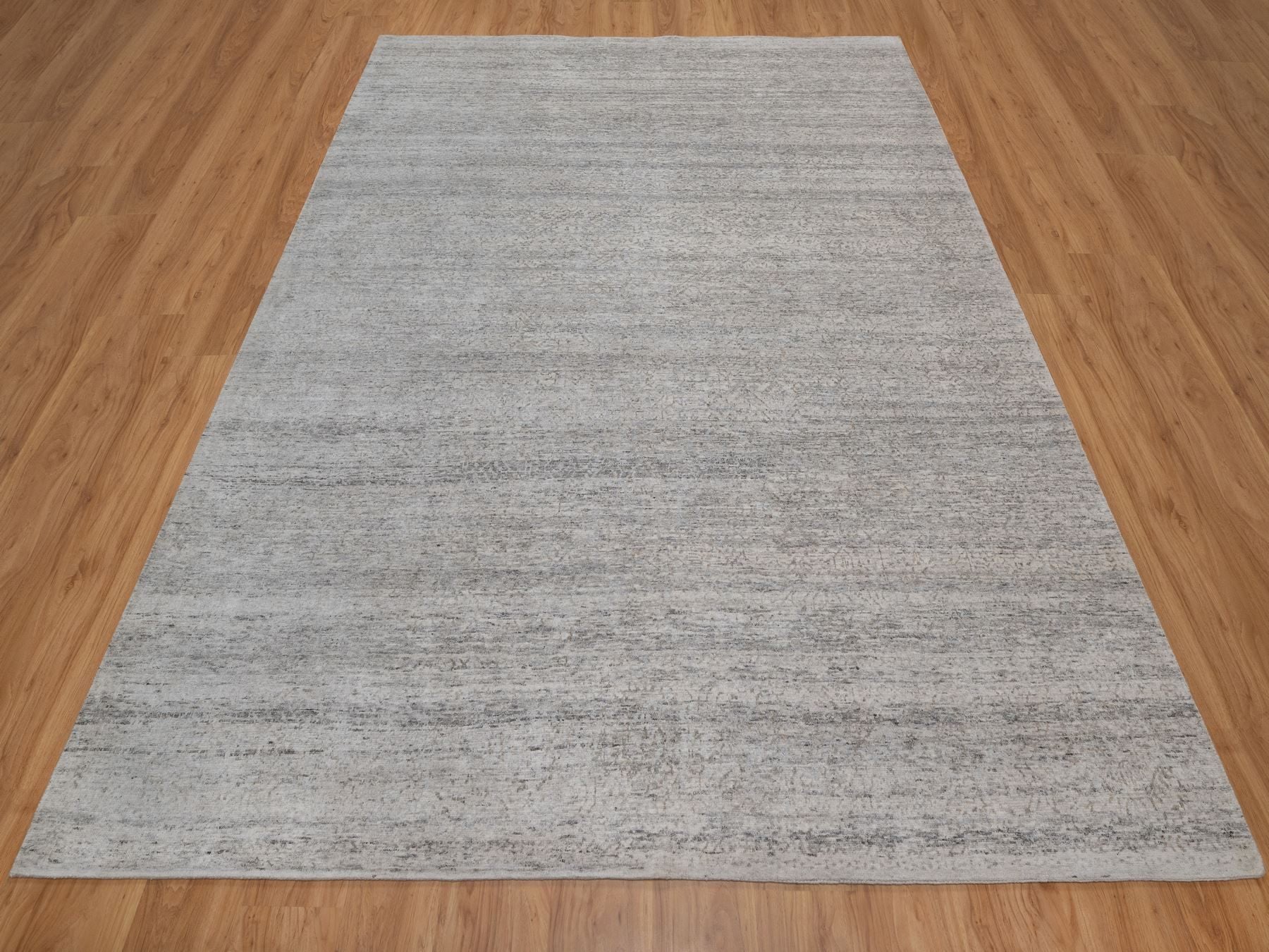 Grey 8'1" x 10'2" Modern and Contemporary Hand knotted Wool Rug - Sku: O091409