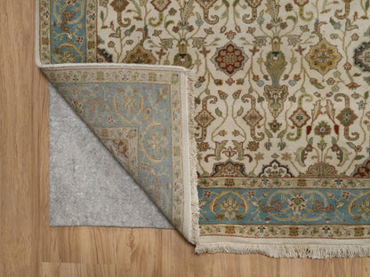 Tabriz Fine Oriental hand-knotted wool runner in Ivory & Blue, 3'1" x 15'6" — SKU O091411 (view 3)