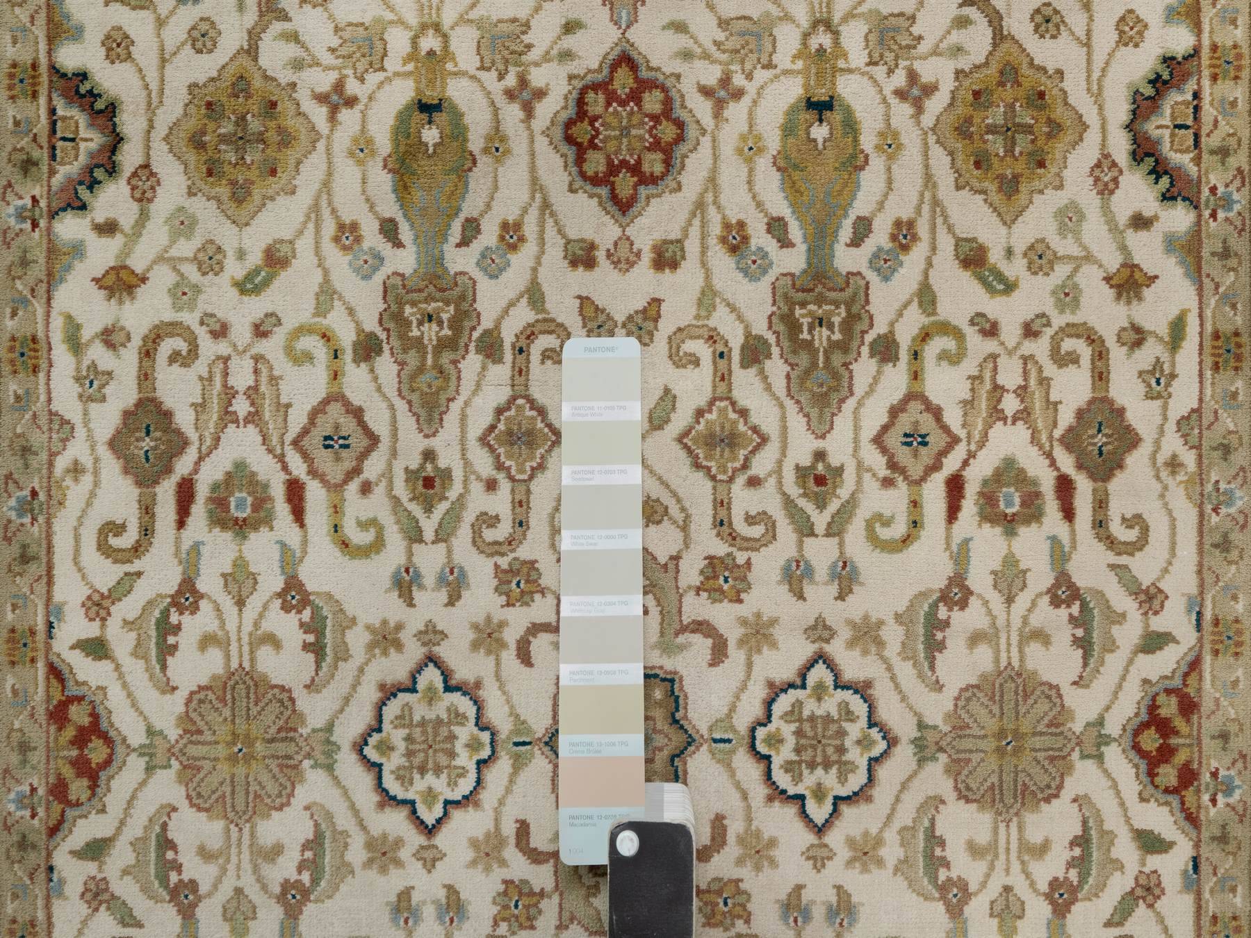 Tabriz Fine Oriental hand-knotted wool runner in Ivory & Blue, 3'1" x 15'6" — SKU O091411 (view 4)