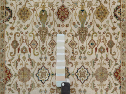 Tabriz Fine Oriental hand-knotted wool runner in Ivory & Blue, 3'1" x 15'6" — SKU O091411 (view 4)