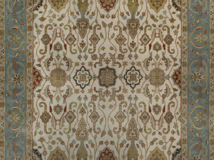 Tabriz Fine Oriental hand-knotted wool runner in Ivory & Blue, 3'1" x 15'6" — SKU O091411 (view 5)