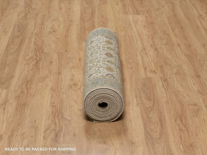 Tabriz Fine Oriental hand-knotted wool runner in Ivory & Blue, 3'1" x 15'6" — SKU O091411 (view 6)