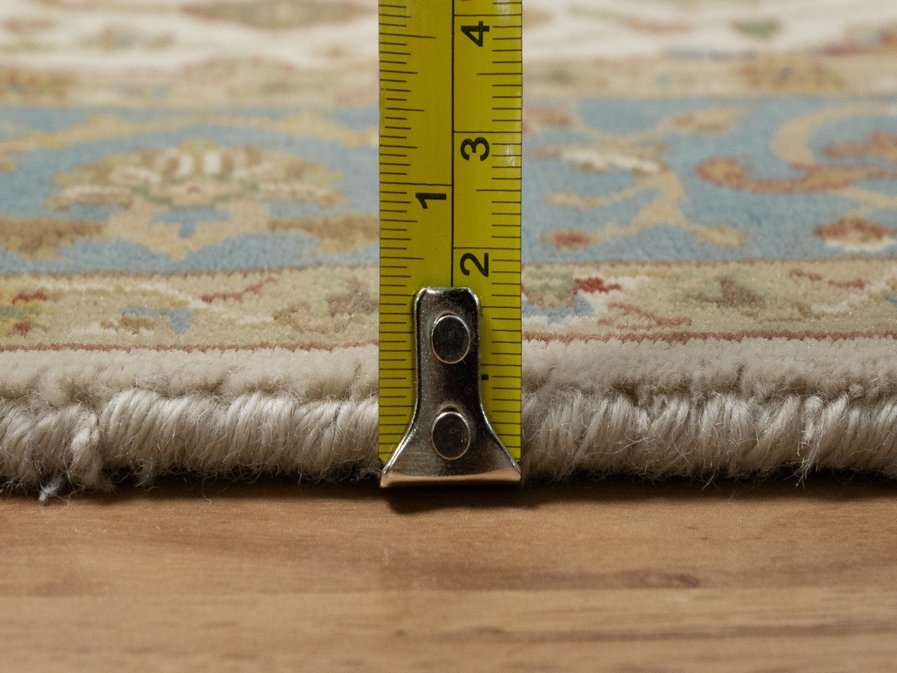 Tabriz Fine Oriental hand-knotted wool runner in Ivory & Blue, 3'1" x 15'6" — SKU O091411 (view 7)