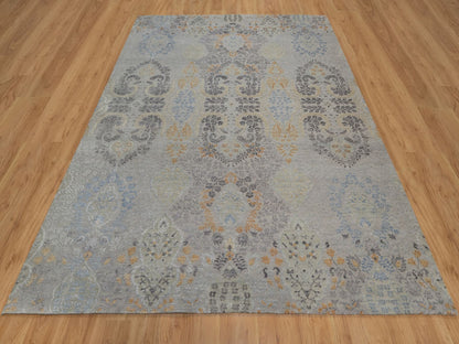 Transitional hand-knotted wool/silk rug in Gray, 7'10" x 9'11" — SKU O091414 (view 2)