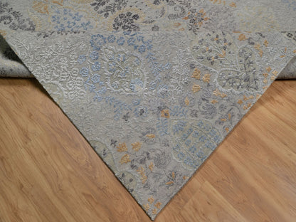 Transitional hand-knotted wool/silk rug in Gray, 7'10" x 9'11" — SKU O091414 (view 6)