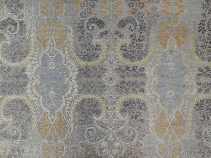 Transitional hand-knotted wool/silk rug in Gray, 7'10" x 9'11" — SKU O091414 (view 8)