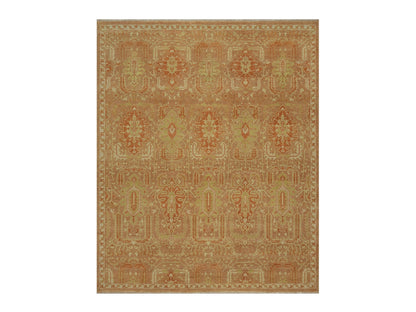 Brown 8'0" x 9'10" Oushak And Peshawar Hand knotted Wool Rug - Sku: O091417