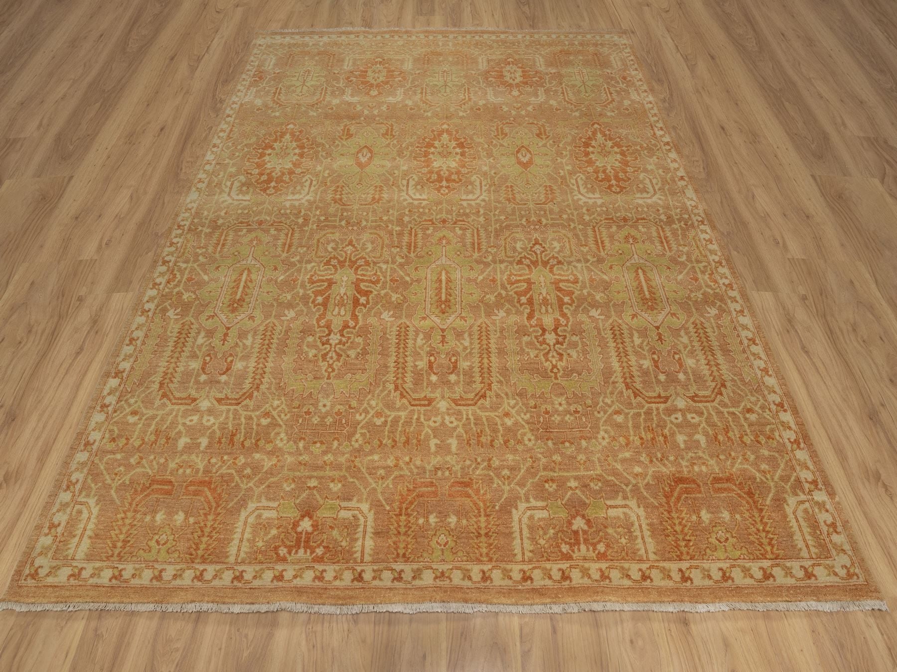 Brown 8'0" x 9'10" Oushak And Peshawar Hand knotted Wool Rug - Sku: O091417