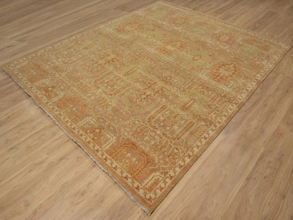 Brown 8'0" x 9'10" Oushak And Peshawar Hand knotted Wool Rug - Sku: O091417