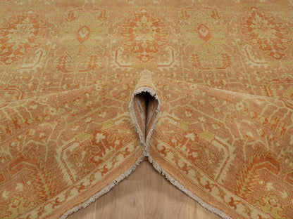 Brown 8'0" x 9'10" Oushak And Peshawar Hand knotted Wool Rug - Sku: O091417