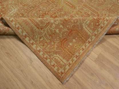 Brown 8'0" x 9'10" Oushak And Peshawar Hand knotted Wool Rug - Sku: O091417