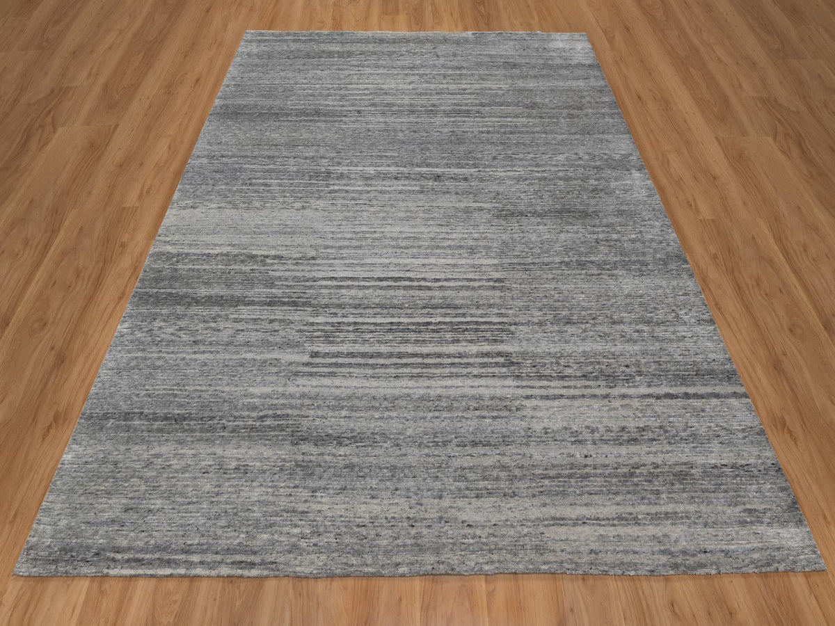 Modern / Contemporary hand-knotted wool rug in Gray, 8' x 9'10" — SKU O091418 (view 2)