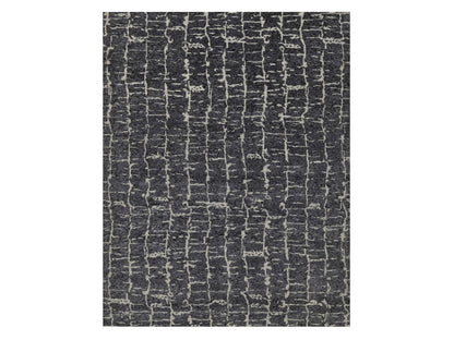 Black 7'11" x 10'1" Modern and Contemporary Hand knotted Wool Rug - Sku: O091419
