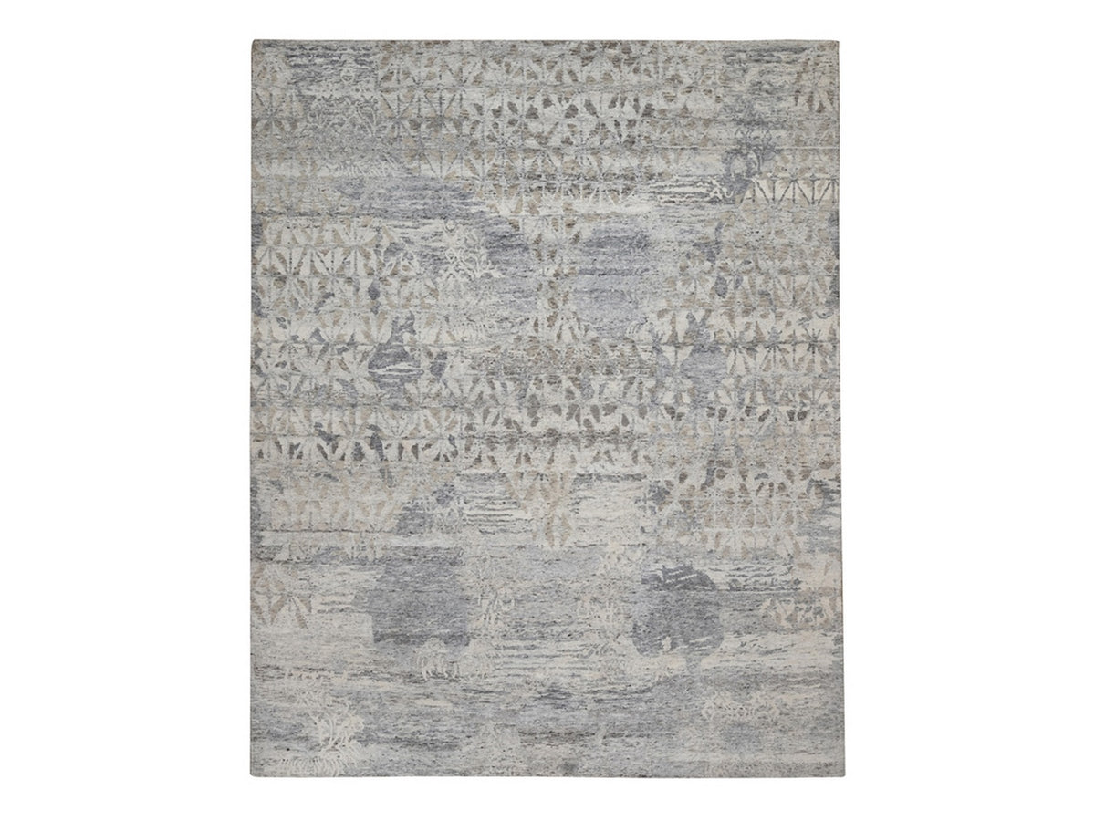 Modern / Contemporary hand-knotted wool rug in Ivory, 8' x 10'1" — SKU O091422