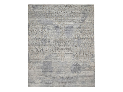Modern / Contemporary hand-knotted wool rug in Ivory, 8' x 10'1" — SKU O091422