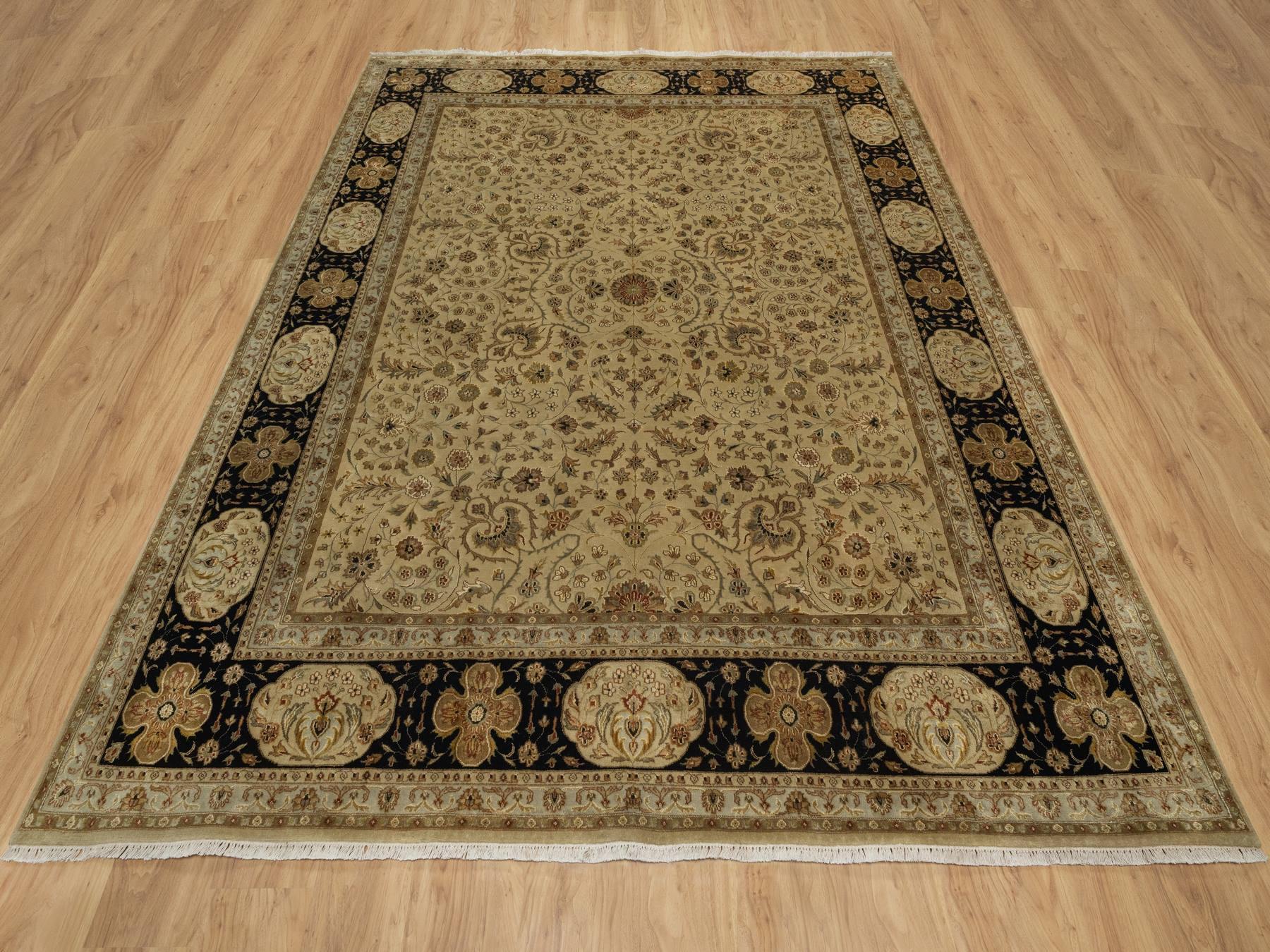 Brown 7'11" x 10'0" Fine Oriental Hand knotted Wool/Silk Rug - Sku: O091431