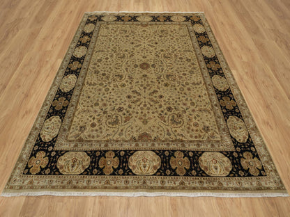 Brown 7'11" x 10'0" Fine Oriental Hand knotted Wool/Silk Rug - Sku: O091431