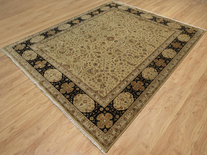 Brown 7'11" x 10'0" Fine Oriental Hand knotted Wool/Silk Rug - Sku: O091431