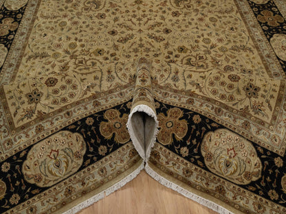 Brown 7'11" x 10'0" Fine Oriental Hand knotted Wool/Silk Rug - Sku: O091431