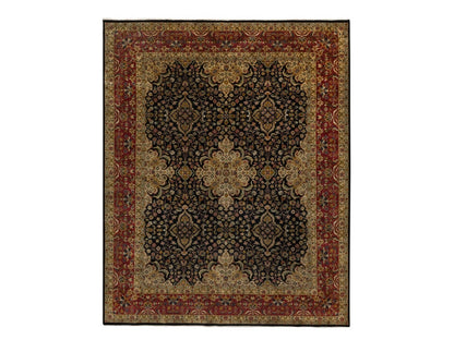 Black 7'11" x 9'10" Fine Oriental Hand knotted Wool Rug - Sku: O091434