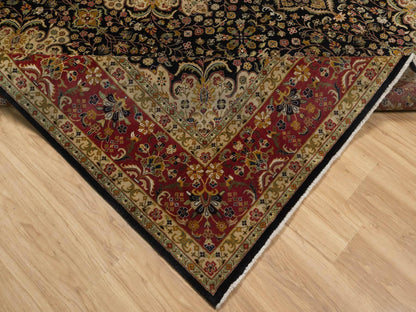 Black 7'11" x 9'10" Fine Oriental Hand knotted Wool Rug - Sku: O091434