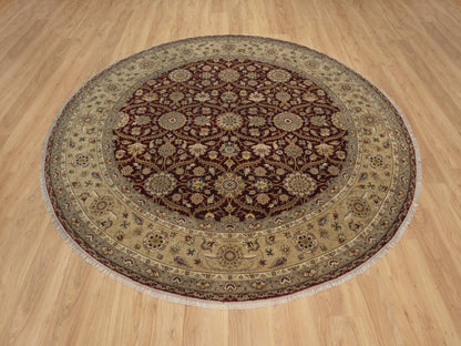 Fine Oriental hand-knotted wool/silk rug in Red & Beige, 8'1" x 8'1" — SKU O091438 (view 2)