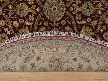 Red 8'1" x 8'1" Fine Oriental Hand knotted Wool/Silk Rug - Sku: O091438
