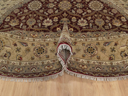 Fine Oriental hand-knotted wool/silk rug in Red & Beige, 8'1" x 8'1" — SKU O091438 (view 5)