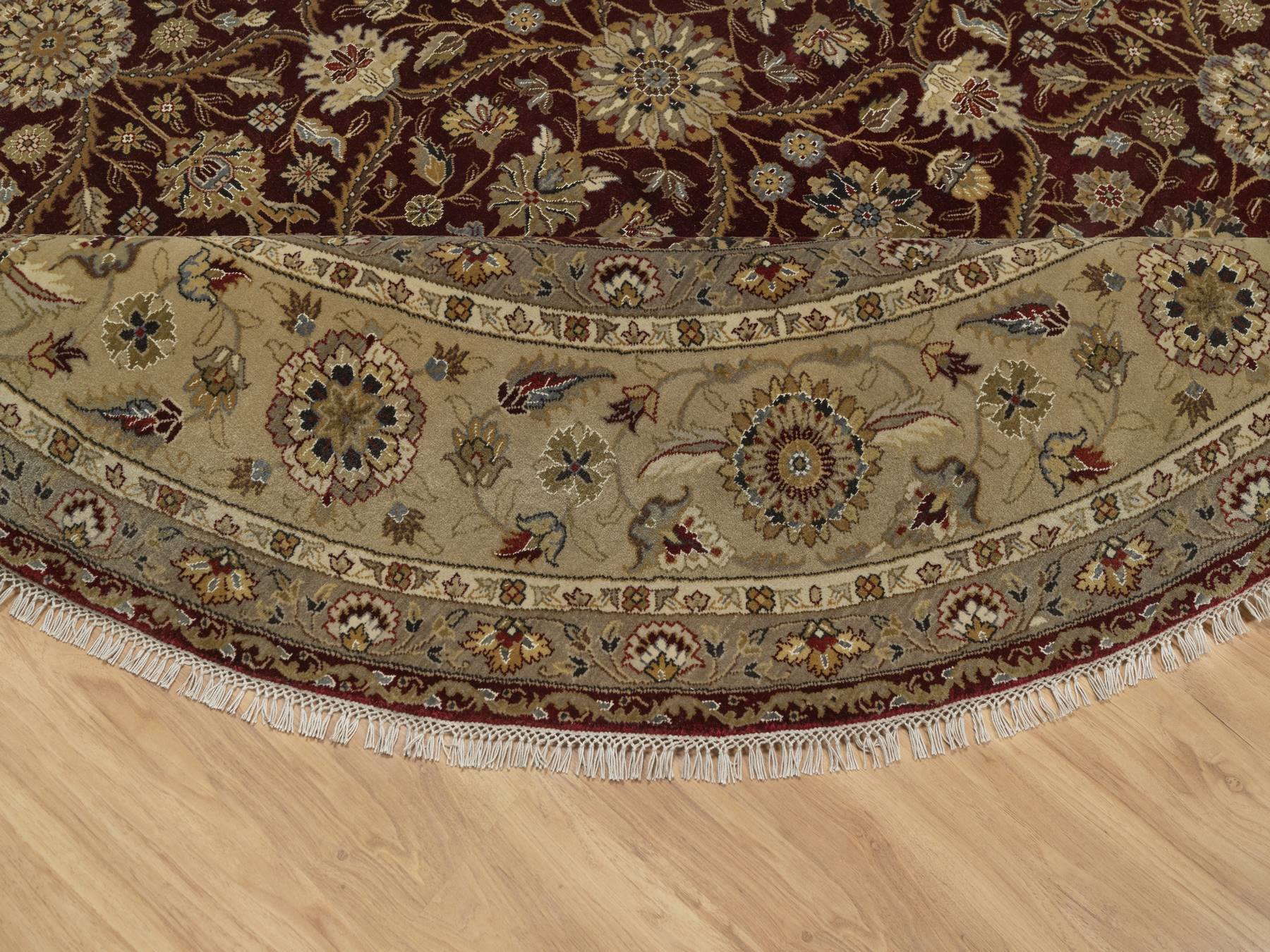 Fine Oriental hand-knotted wool/silk rug in Red & Beige, 8'1" x 8'1" — SKU O091438 (view 6)