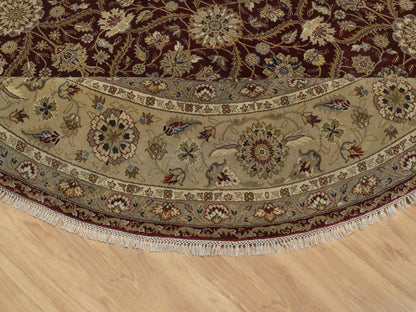 Fine Oriental hand-knotted wool/silk rug in Red & Beige, 8'1" x 8'1" — SKU O091438 (view 6)