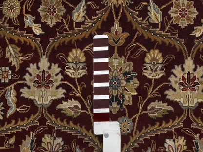 Fine Oriental hand-knotted wool/silk rug in Red & Beige, 8'1" x 8'1" — SKU O091438 (view 7)