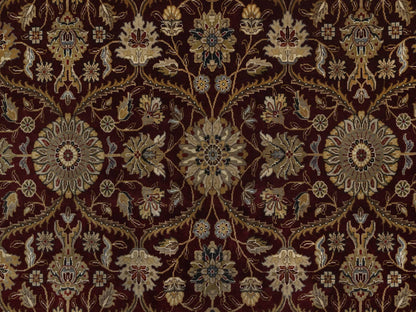 Fine Oriental hand-knotted wool/silk rug in Red & Beige, 8'1" x 8'1" — SKU O091438 (view 8)