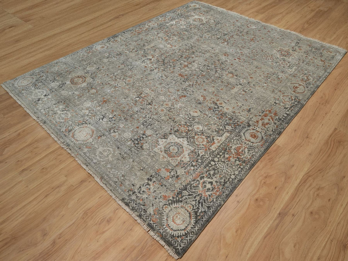 Mamluk Mamluk hand-knotted wool rug in Gray, 7'9" x 9'11" — SKU O091442 (view 3)