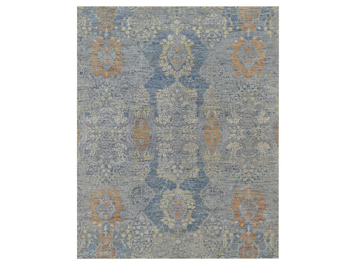 Transitional hand-knotted wool/silk rug in Gray, 7'11" x 10' — SKU O091443