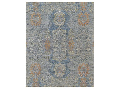 Transitional hand-knotted wool/silk rug in Gray, 7'11" x 10' — SKU O091443