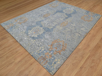 Transitional hand-knotted wool/silk rug in Gray, 7'11" x 10' — SKU O091443 (view 3)