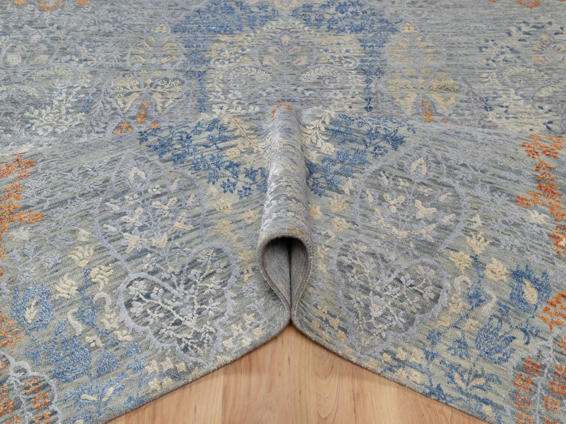 Transitional hand-knotted wool/silk rug in Gray, 7'11" x 10' — SKU O091443 (view 5)